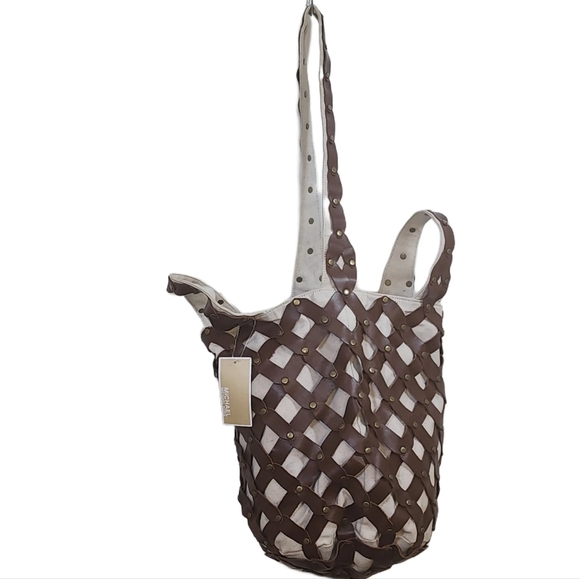 MICHAEL Michael Kors. Linen & Leather Pacific Market Bag. Brown & Tan - Picture 3 of 13